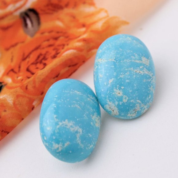 🌹Vintage Glorius sky blue oval shape stud earring - Picture 3 of 15